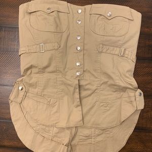 Arden B military inspired tan crop top medium sexy